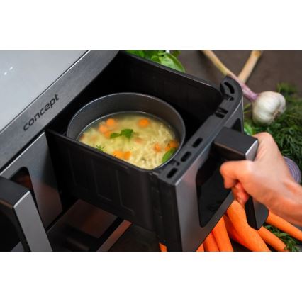 Concept FR9000 - Heißluftfritteuse PIZZA TRIO 18,5 l 2700W/230V Edelstahl/Schwarz