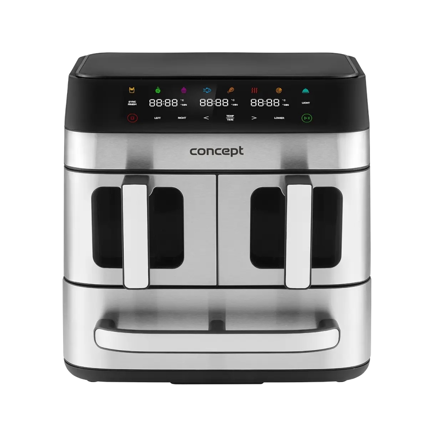 Concept FR9000 - Heißluftfritteuse PIZZA TRIO 18,5 l 2700W/230V Edelstahl/Schwarz