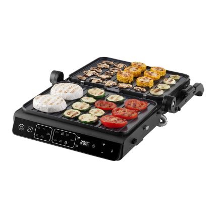 Concept ge3600 - Kontaktgrill mit Temperaturfühler GLASS 2000W/230V schwarz