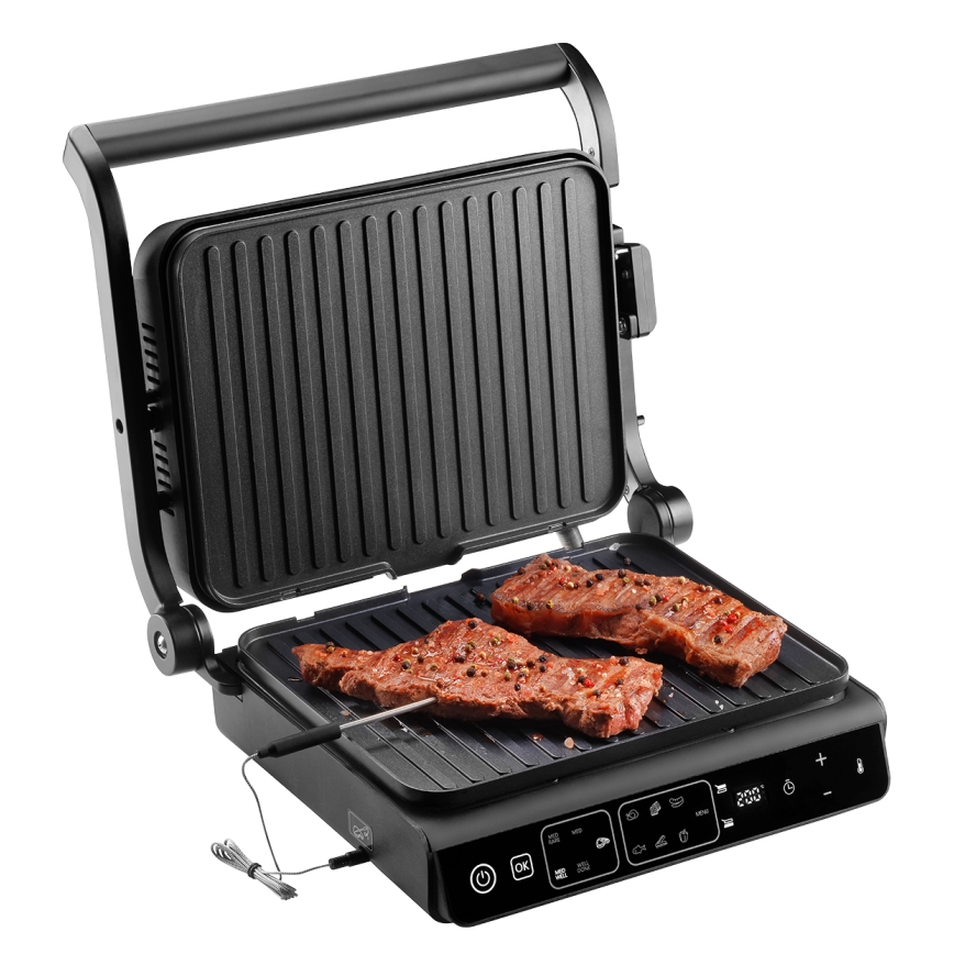 Concept ge3600 - Kontaktgrill mit Temperaturfühler GLASS 2000W/230V schwarz