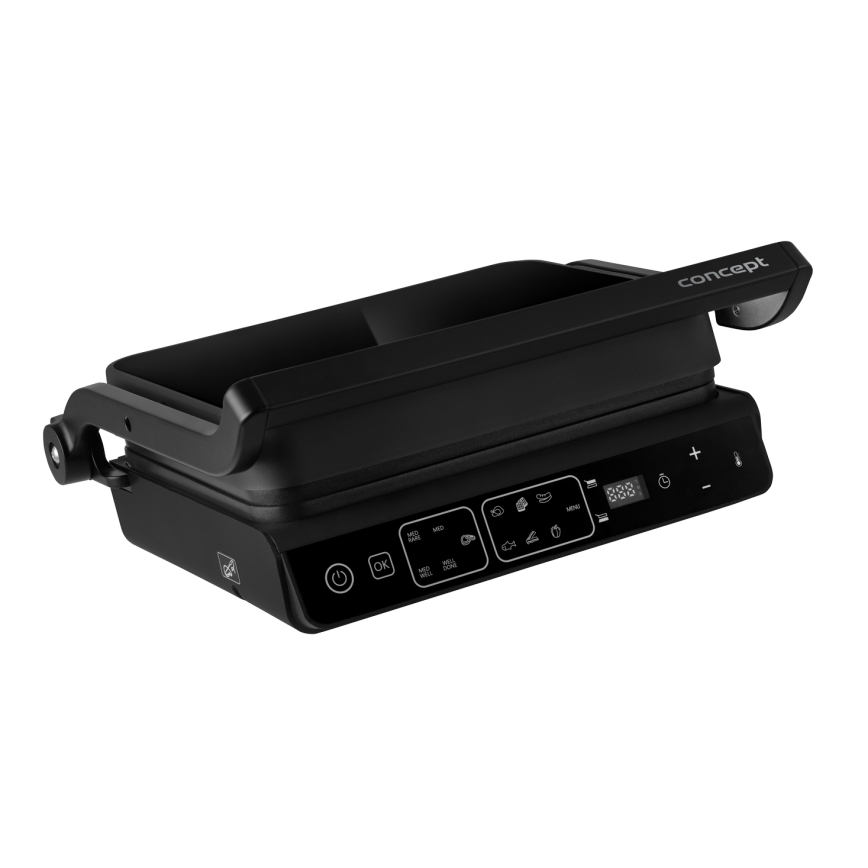 Concept ge3600 - Kontaktgrill mit Temperaturfühler GLASS 2000W/230V schwarz