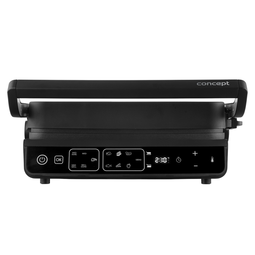 Concept ge3600 - Kontaktgrill mit Temperaturfühler GLASS 2000W/230V schwarz
