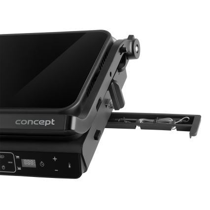 Concept ge3600 - Kontaktgrill mit Temperaturfühler GLASS 2000W/230V schwarz