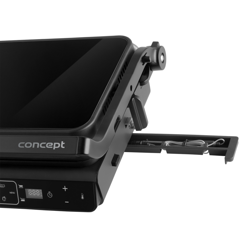 Concept ge3600 - Kontaktgrill mit Temperaturfühler GLASS 2000W/230V schwarz