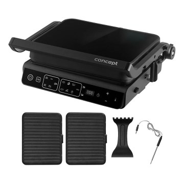 Concept ge3600 - Kontaktgrill mit Temperatursensor GLASS 2000W/230V schwarz
