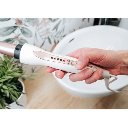 Concept KK2125 - Konischer Lockenstab GLAM STYLE 42W/230V weiß/roségold