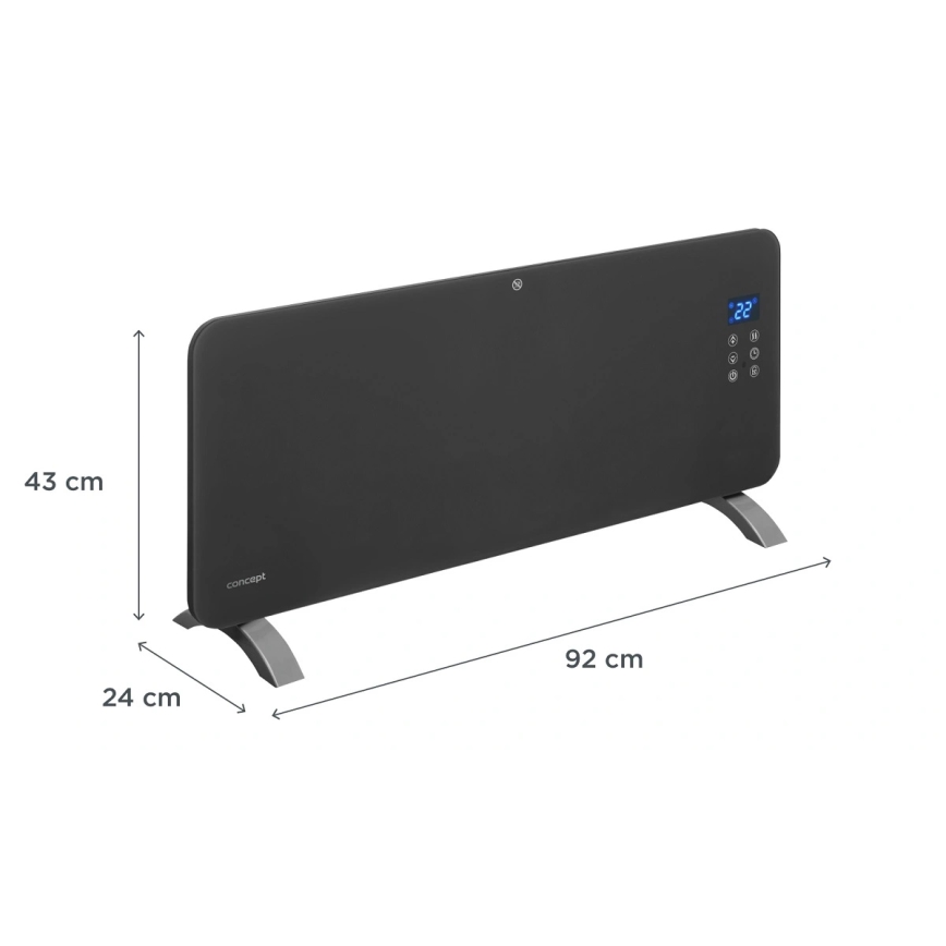 Concept KS4100 - Smarter elektrischer Direktheizer/Konvektor 1000/2000W Wi-Fi IP24 grau