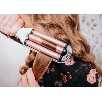 Concept KT2140 - Dreifach-Lockenstab GLAM STYLE 100W/230V weiß/roségold