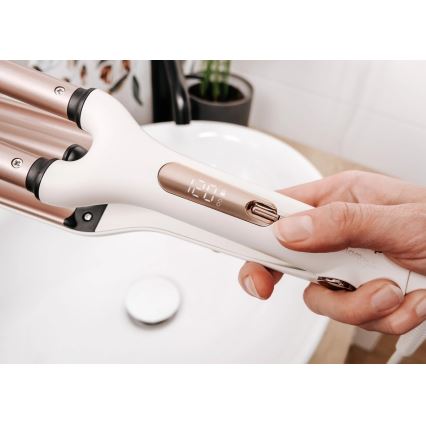 Concept KT2140 - Dreifach-Lockenstab GLAM STYLE 100W/230V weiß/roségold