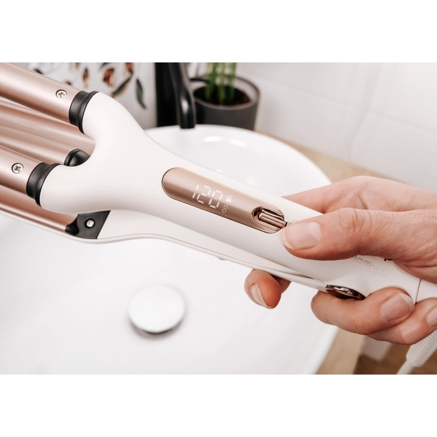 Concept KT2140 - Dreifach-Lockenstab GLAM STYLE 100W/230V weiß/roségold