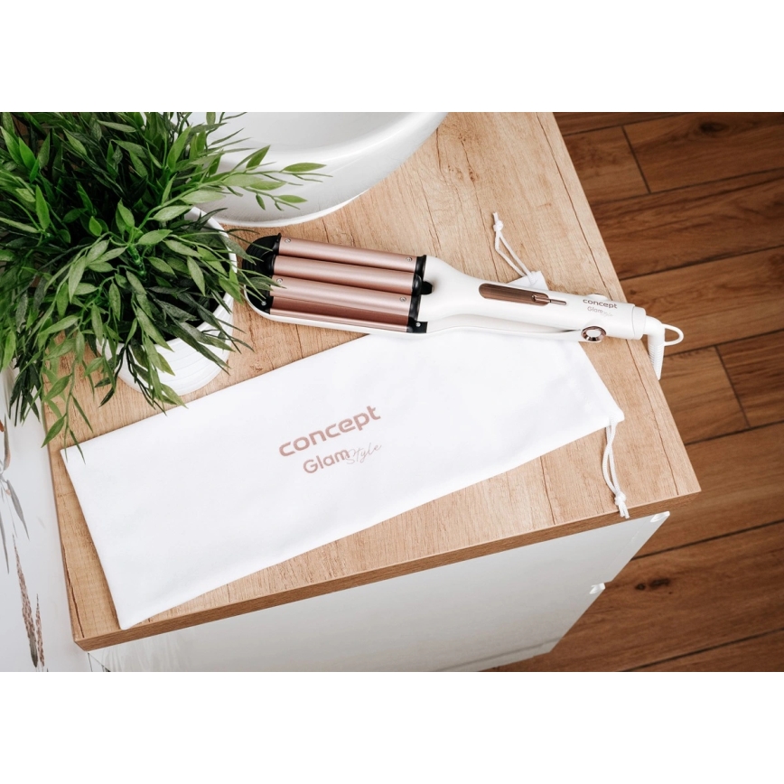 Concept KT2140 - Dreifach-Lockenstab GLAM STYLE 100W/230V weiß/roségold