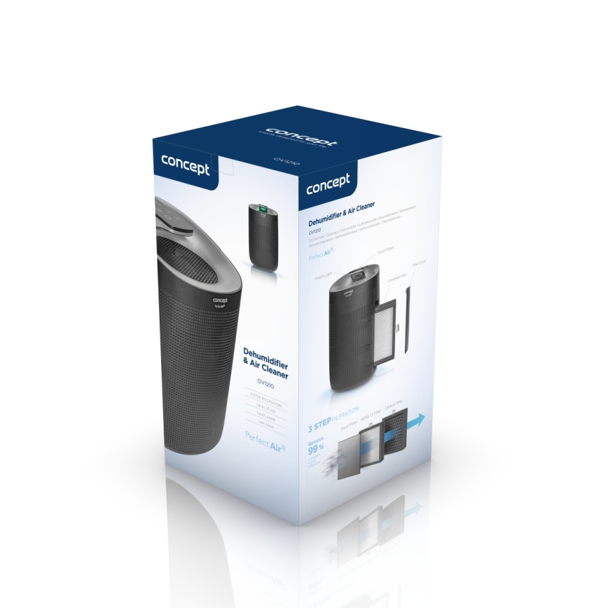 Concept OV1210 - Luftentfeuchter und Luftreiniger PERFECT AIR 1 l 45W/230V schwarz