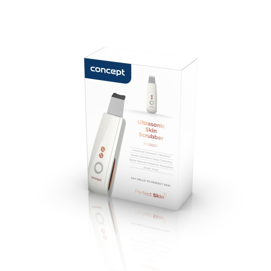 Concept PO2030 - Kosmetik-Ultraschallspatel PERFECT SKIN 2,5W/5V USB 600 mAh weiß