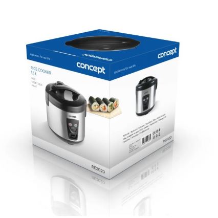 Concept RE2020 - Reiskocher 2-in-1, 650 W/230 V, 1,5 l, Edelstahl/Schwarz