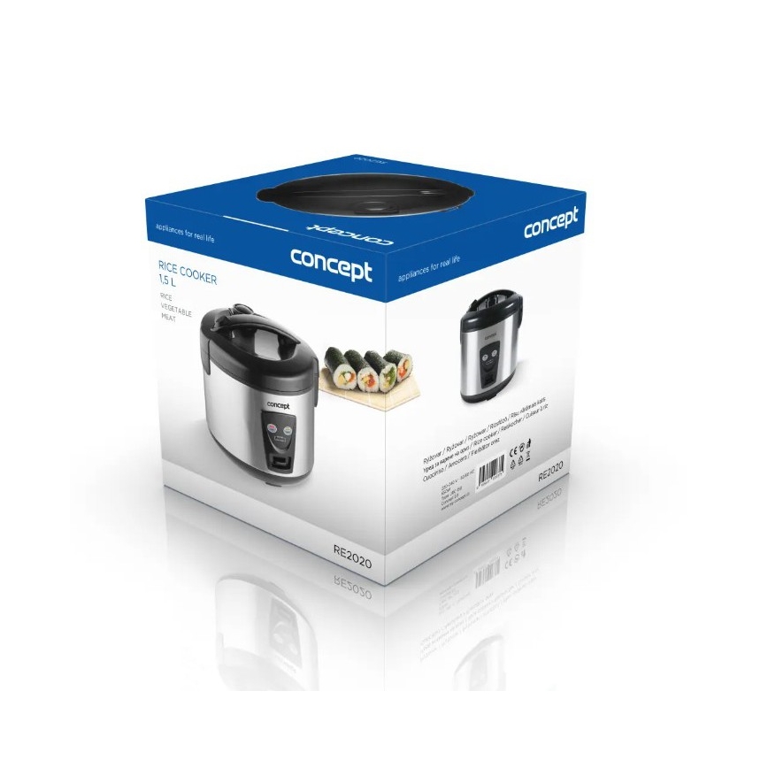 Concept RE2020 - Reiskocher 2-in-1, 650 W/230 V, 1,5 l, Edelstahl/Schwarz