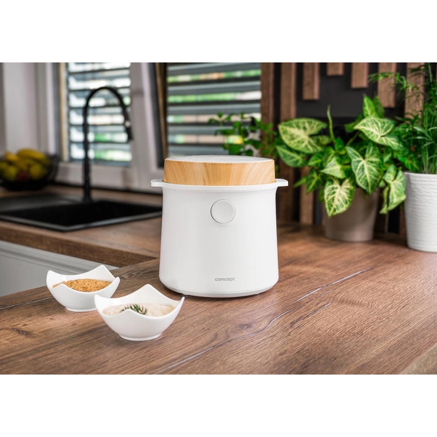 Concept RE3030 - Digitaler Reiskocher 2-in-1 380W/230V 1,5 l weiß/Holzdekor