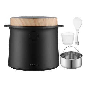 Concept RE4040 - Digitaler Reiskocher 2-in-1 450W/230V 2 l schwarz/Holzdekor
