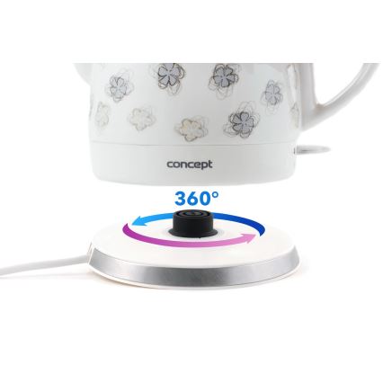 Concept RK0010ne - Schnellkochender Wasserkocher, 1 l, 1100 W / 230 V, weiß/Keramik
