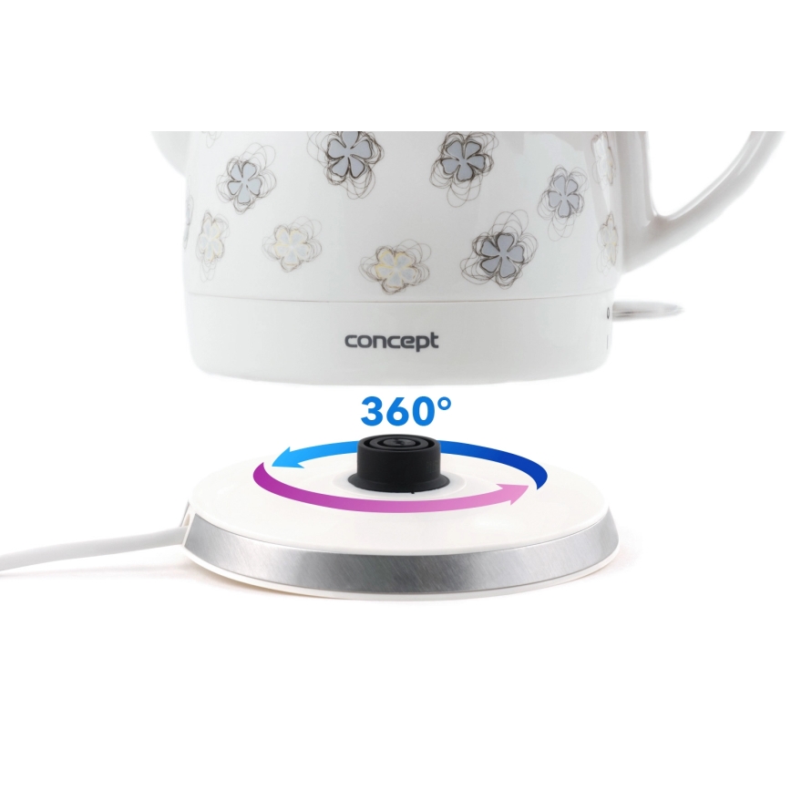 Concept RK0010ne - Schnellkochender Wasserkocher, 1 l, 1100 W / 230 V, weiß/Keramik