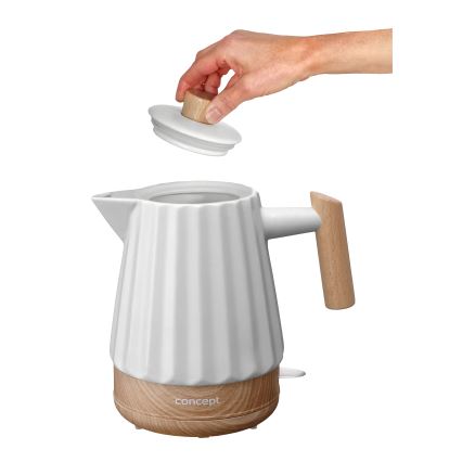 Concept RK0090 - Wasserkocher 1,5 l 1500 W/230 V weiß/Holzdekor/Keramik