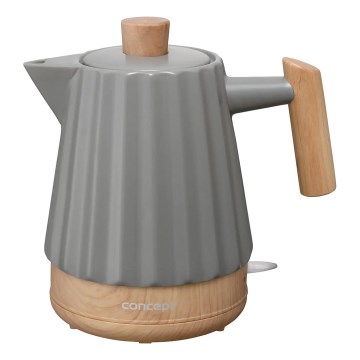 Concept RK0092 - Wasserkocher 1,5 l, 1500 W/230 V, dunkelgrau/Holzdekor/Keramik
