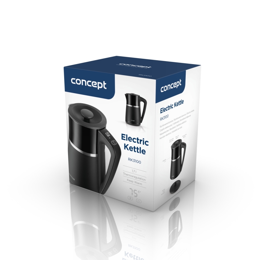 Concept RK3100 - Elektrischer Wasserkocher mit Temperaturregelung 1,7 l 2200 W/230 V schwarz