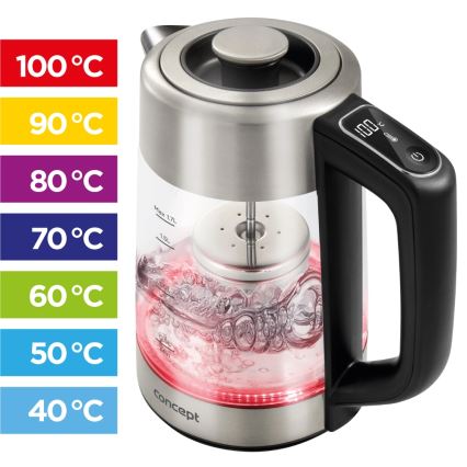 Concept RK4190 - Wasserkocher mit Temperaturregelung und Sieb 1,7 l 2200W/230V Edelstahl