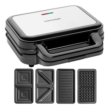 Concept SV3070 - Sandwichmaker XXL 4in1 900W/230V schwarz/Edelstahl