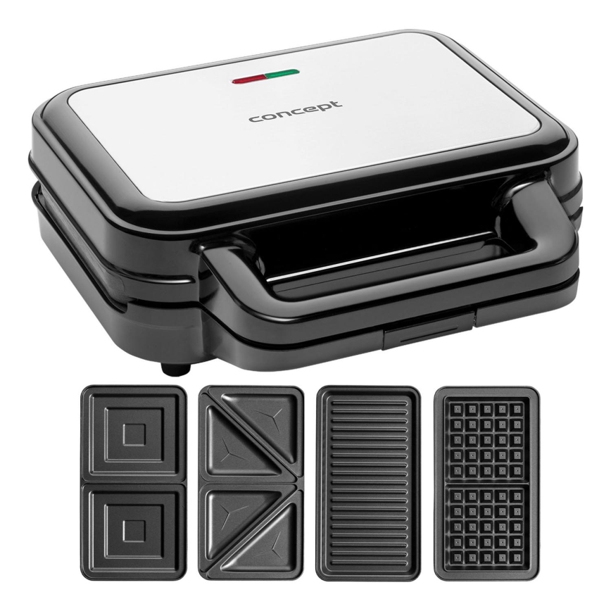 Concept SV3070 - Sandwichmaker XXL 4in1 900W/230V schwarz/Edelstahl