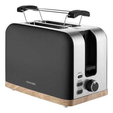 Concept TE2016 - Toaster mit zwei Schlitzen und Brötchenaufsatz 930W/230V schwarz