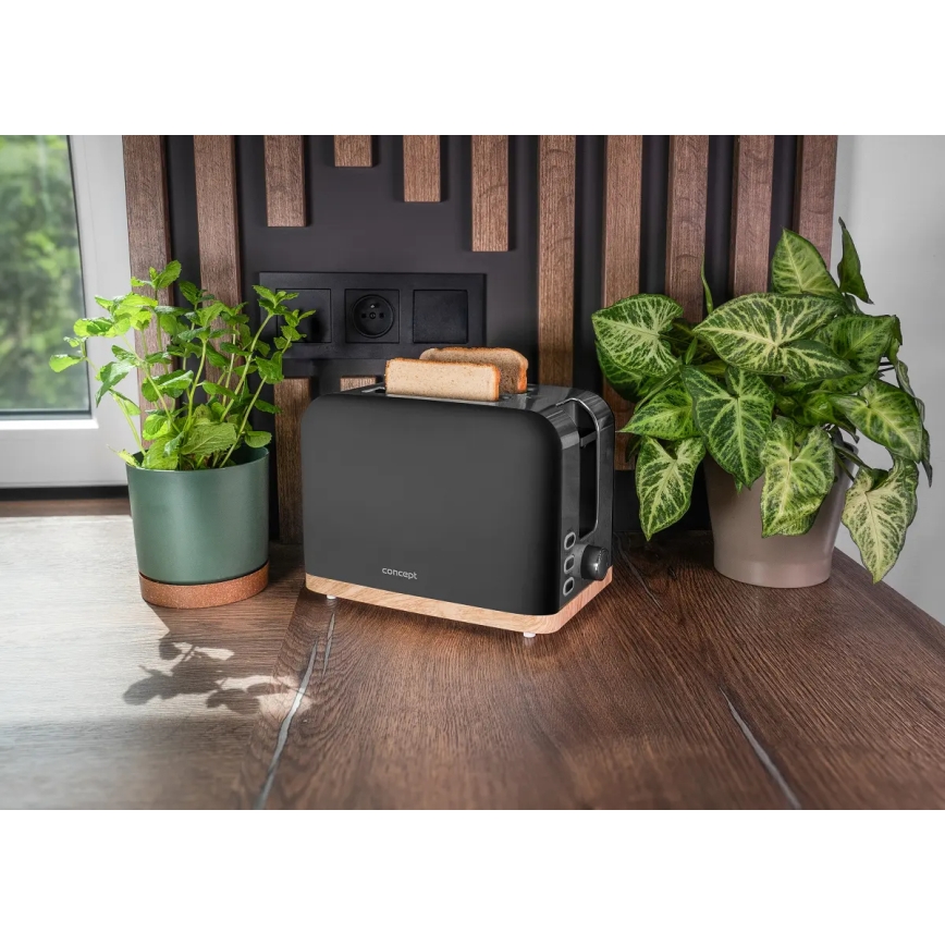 Concept TE2016 - Toaster mit zwei Schlitzen und Brötchenaufsatz 930W/230V schwarz