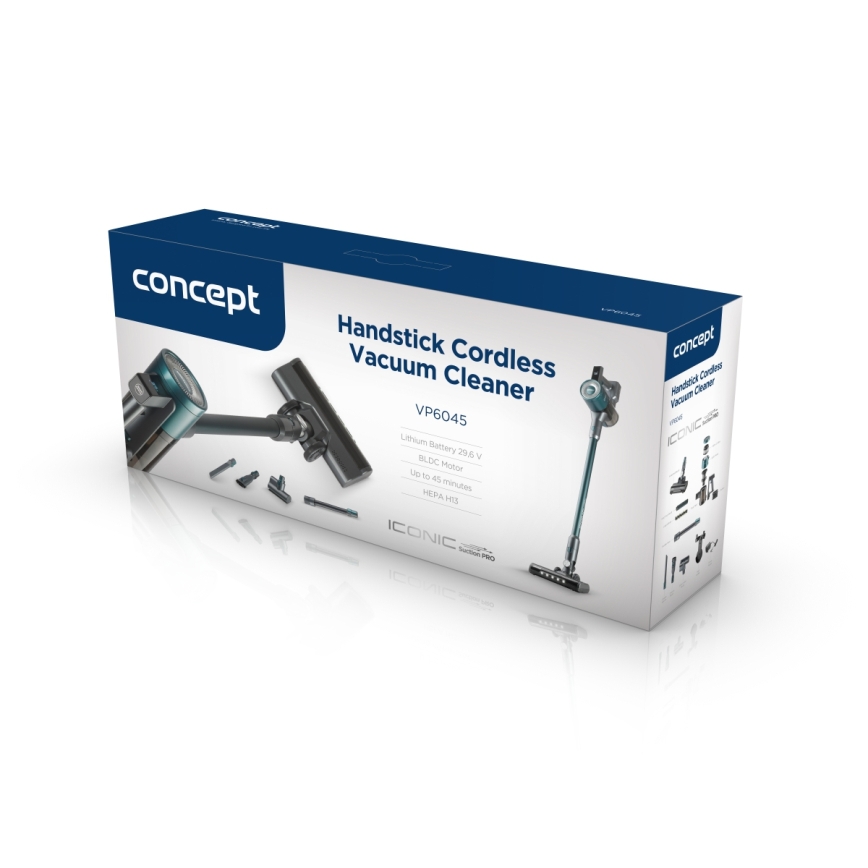 Concept VP6045 – 2-in-1 Akku-Stiel- und Handstaubsauger ICONIC SUCTION PRO, 450 W / 29,6 V, 2500 mAh, blau