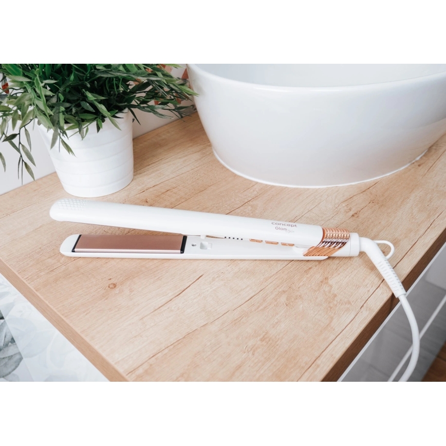 Concept VZ2110 - Glätteisen GLAM STYLE 48W/230V weiß/roségold