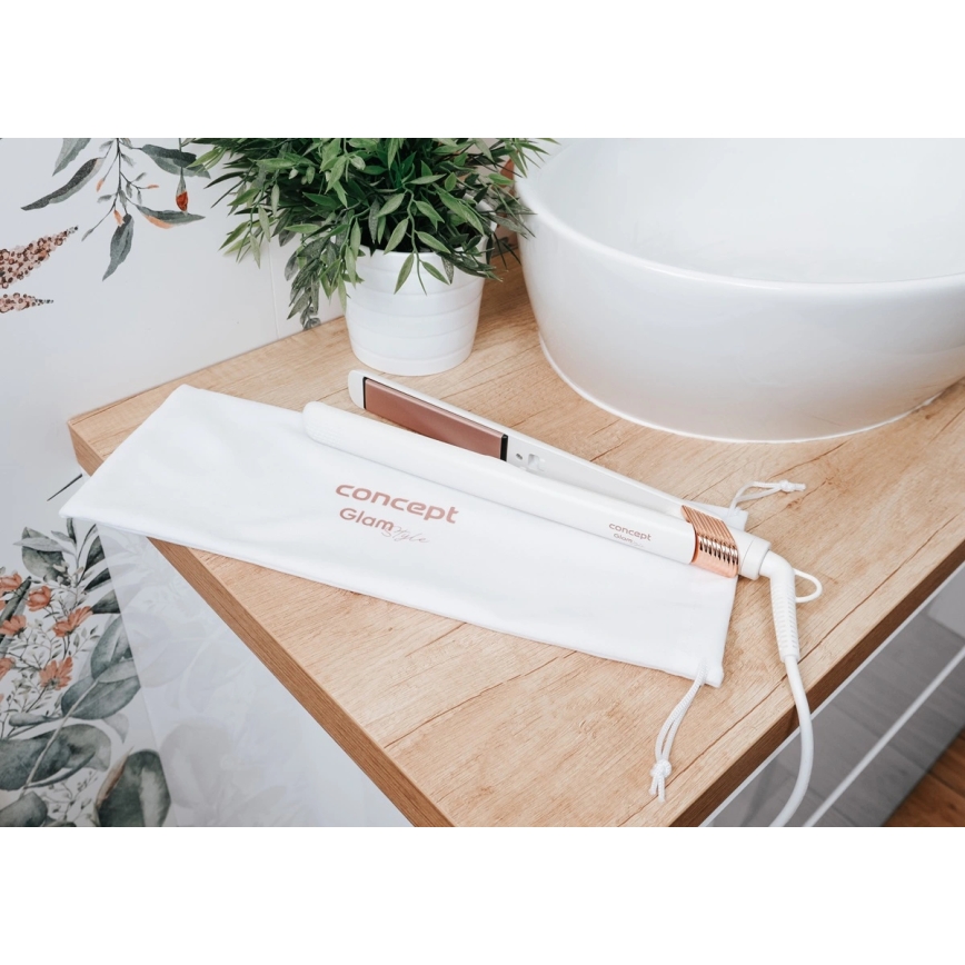 Concept VZ2110 - Glätteisen GLAM STYLE 48W/230V weiß/roségold