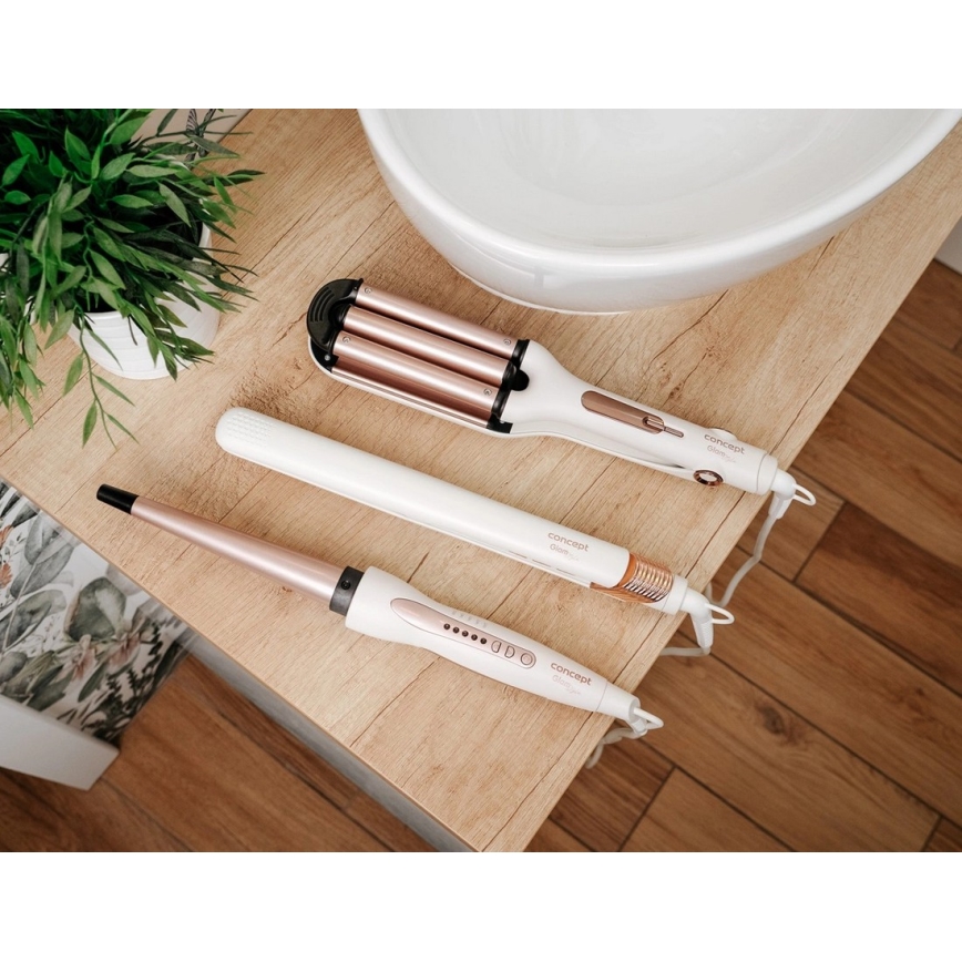 Concept VZ2110 - Glätteisen GLAM STYLE 48W/230V weiß/roségold