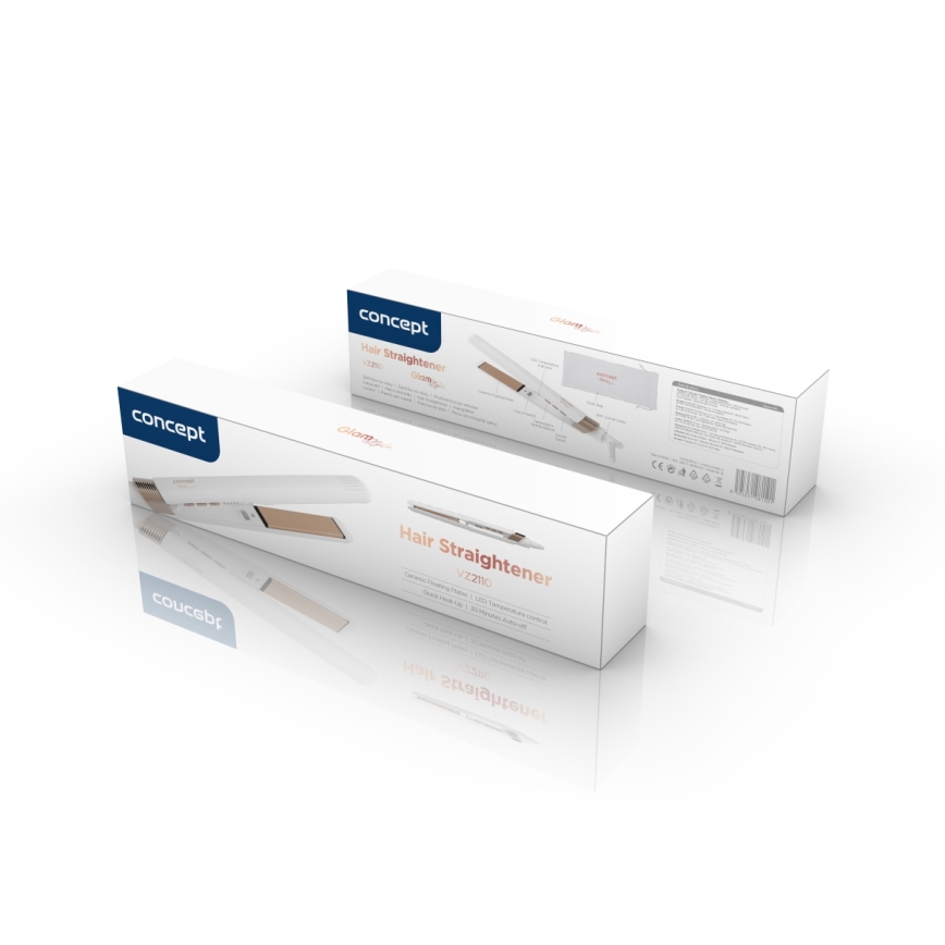 Concept VZ2110 - Glätteisen GLAM STYLE 48W/230V weiß/roségold