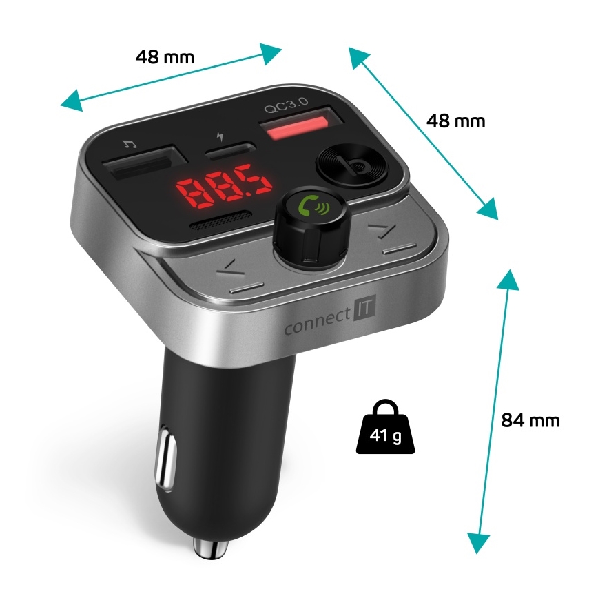 CONNECT IT CCC-8900-AN - FM-Sender fürs Auto mit Freisprechfunktion schwarz/silber