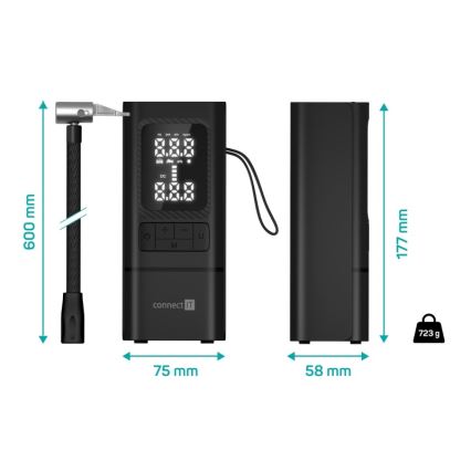 CONNECT IT CFF-4500-BK - Digitaler Taschenkompressor AirFlow 80W/6000 mAh schwarz
