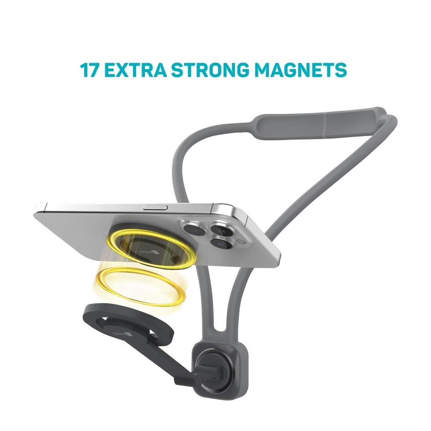 CONNECT IT CFF-6020-GY - Flexibler magnetischer MagSafe-Handyhalter zum Umhängen
