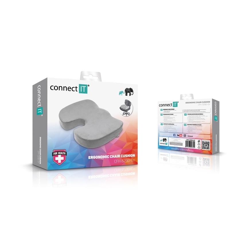 CONNECT IT CFH-5290-GY - Ergonomisches Stuhlkissen grau