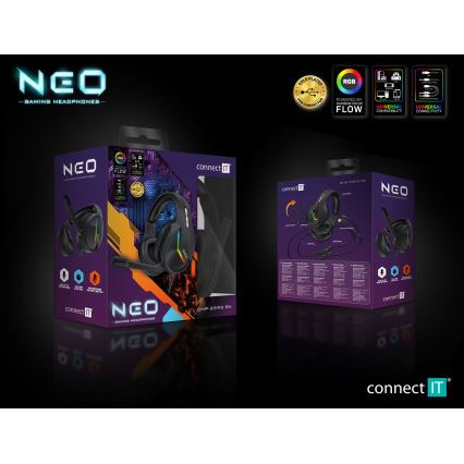 CONNECT IT CHP-3595-BK - LED RGB Kabelgebundene Gaming-Kopfhörer mit Mikrofon schwarz