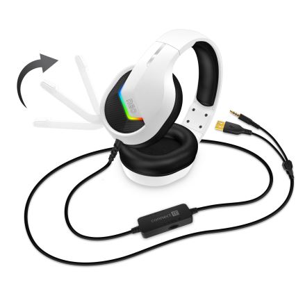 CONNECT IT CHP-3595-WH - LED RGB Kabelgebundene Gaming-Kopfhörer mit Mikrofon weiß/schwarz