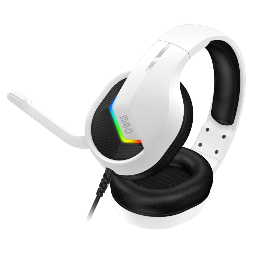 CONNECT IT CHP-3595-WH - LED RGB Kabelgebundene Gaming-Kopfhörer mit Mikrofon weiß/schwarz