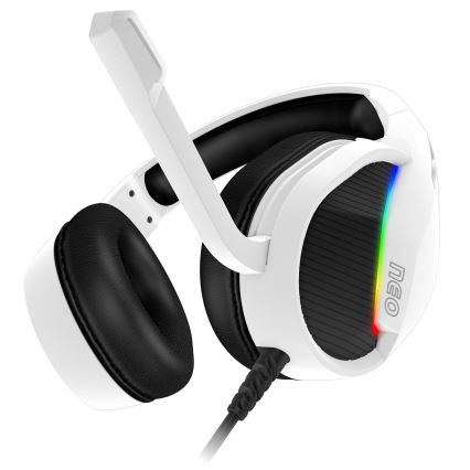 CONNECT IT CHP-3595-WH - LED RGB Kabelgebundene Gaming-Kopfhörer mit Mikrofon weiß/schwarz