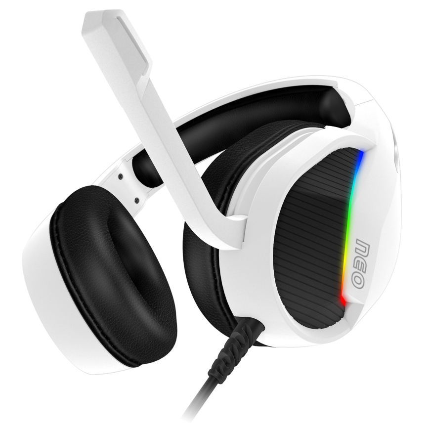 CONNECT IT CHP-3595-WH - LED RGB Kabelgebundene Gaming-Kopfhörer mit Mikrofon weiß/schwarz