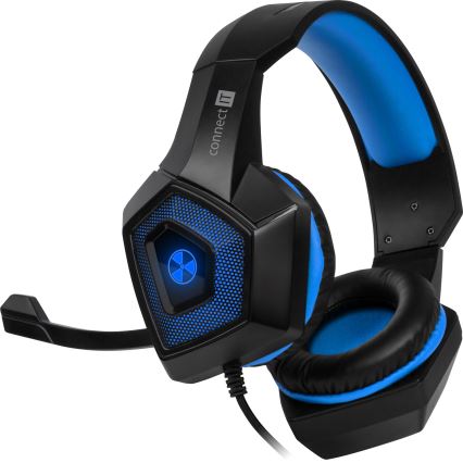CONNECT IT CHP-5500-BL - LED Kabelgebundene Gaming-Kopfhörer mit Mikrofon schwarz/blau