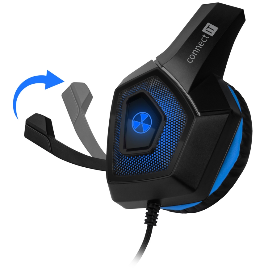 CONNECT IT CHP-5500-BL - LED Kabelgebundene Gaming-Kopfhörer mit Mikrofon schwarz/blau