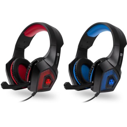 CONNECT IT CHP-5500-BL - LED Kabelgebundene Gaming-Kopfhörer mit Mikrofon schwarz/blau