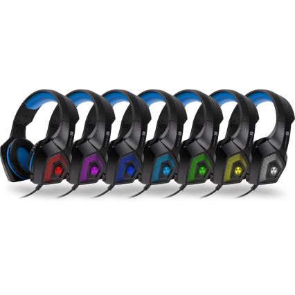 CONNECT IT CHP-5500-BL - LED Kabelgebundene Gaming-Kopfhörer mit Mikrofon schwarz/blau