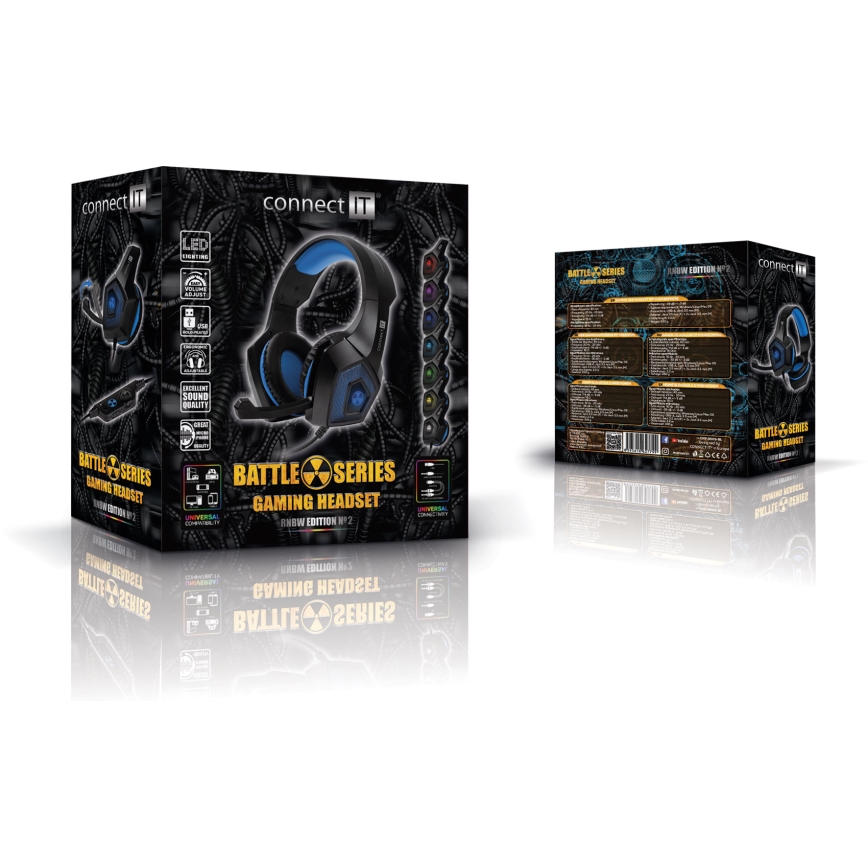 CONNECT IT CHP-5500-BL - LED Kabelgebundene Gaming-Kopfhörer mit Mikrofon schwarz/blau